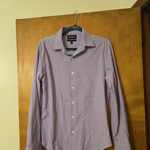 Bonobos Slim Fit Blue & Pink Checkered Long Sleeved Button Down Shirt Size M - Picture 1 of 5
